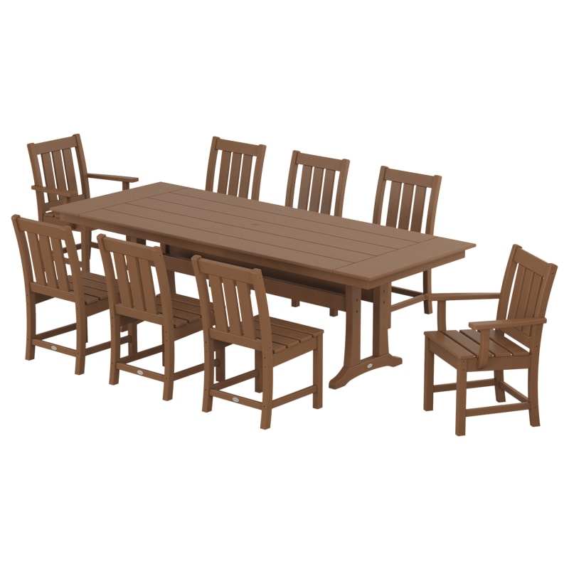 POLYWOOD Oxford 9-Piece Farmhouse Dining Set with Trestle Legs