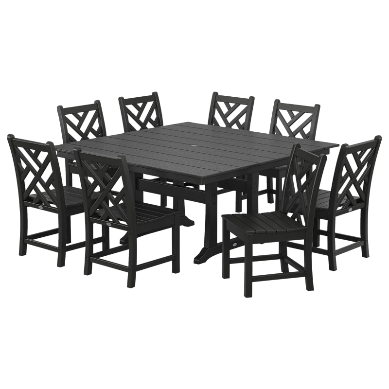 POLYWOOD Chippendale 9-Piece Farmhouse Trestle Dining Set