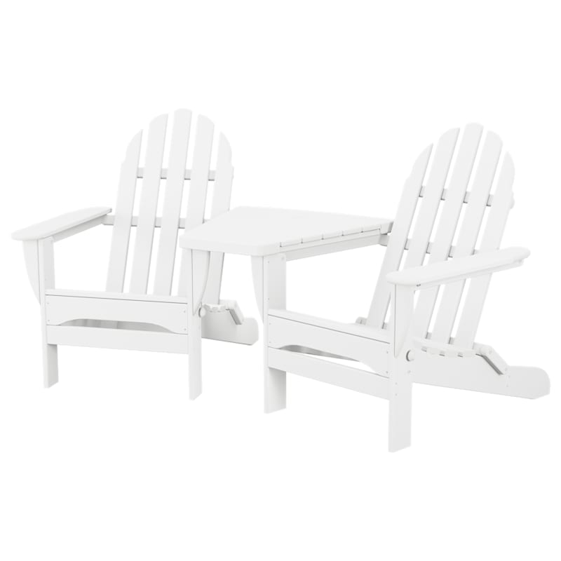 POLYWOOD Classic Folding Adirondack Chairs with Connecting Table