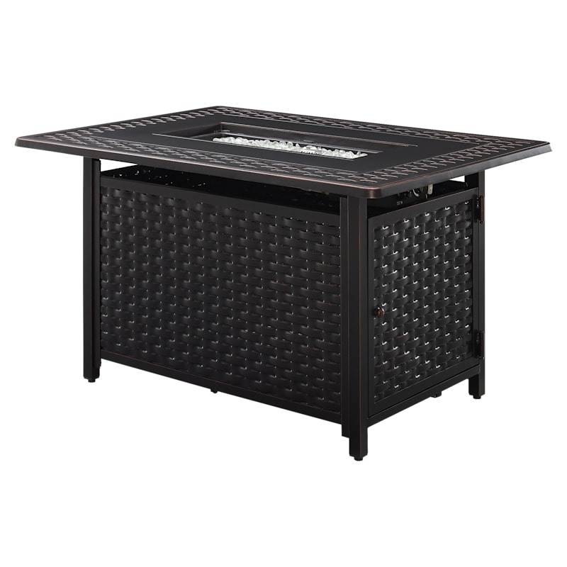 Fire Sense Albany Aluminum Rectangular Liquid Propane Gas or Natural Gas Fire Pit