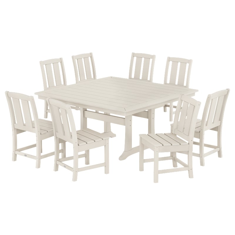 POLYWOOD Mission Side Chair 9-Piece Square Dining Set with Trestle Legs