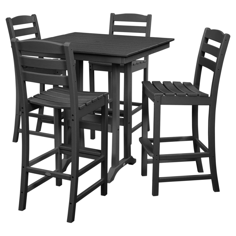 POLYWOOD La Casa Cafe 5-Piece Farmhouse Trestle Bar Set