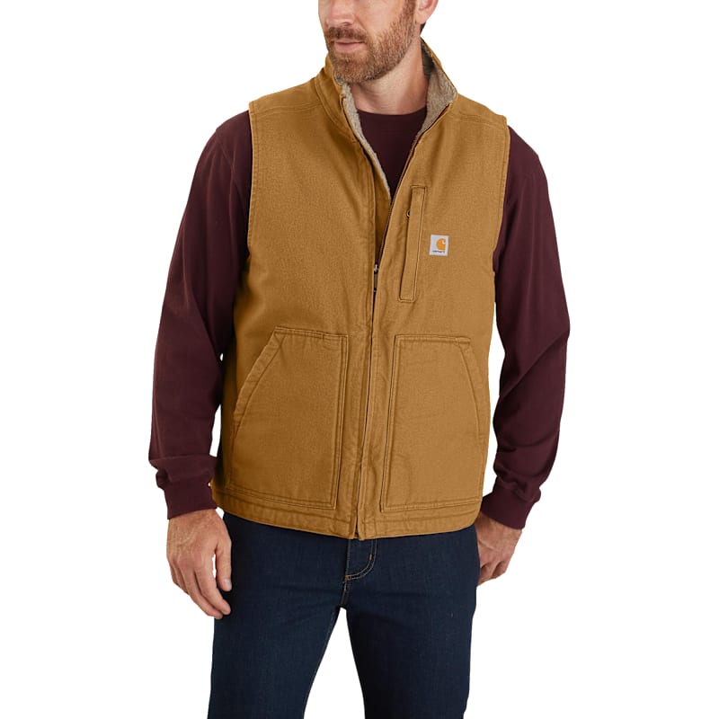 Carhartt Loose-Fit Washed Duck Sherpa-Lined Mock-Neck Vest for Men