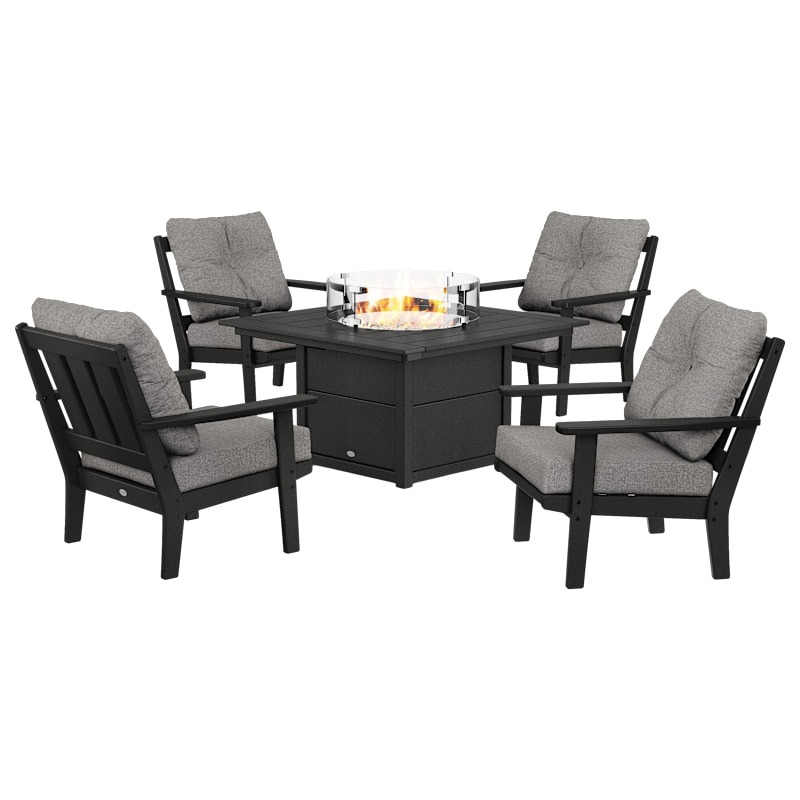 POLYWOOD Oxford 5-Piece Deep Seating Set with Fire-Pit Table