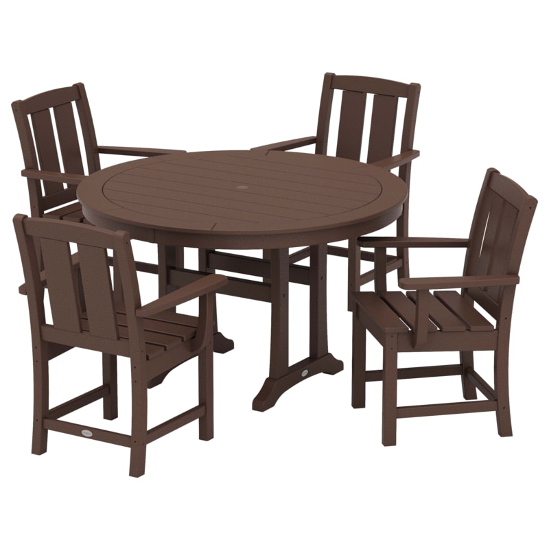 POLYWOOD Mission 5-Piece Round Dining Set with Trestle Legs