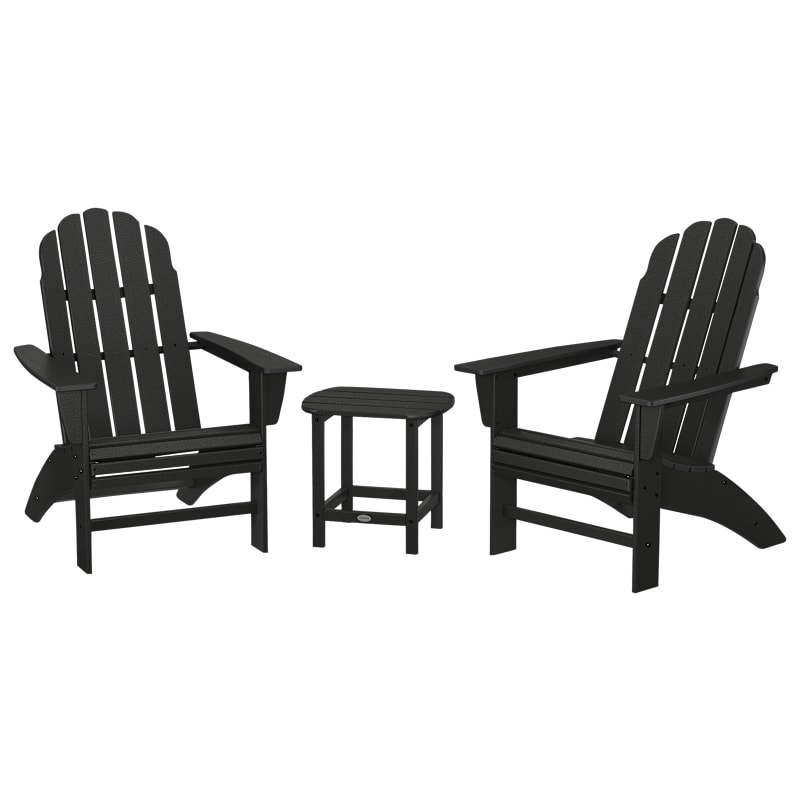 POLYWOOD Vineyard 3-Piece Curveback Adirondack Set with South Beach Side Table