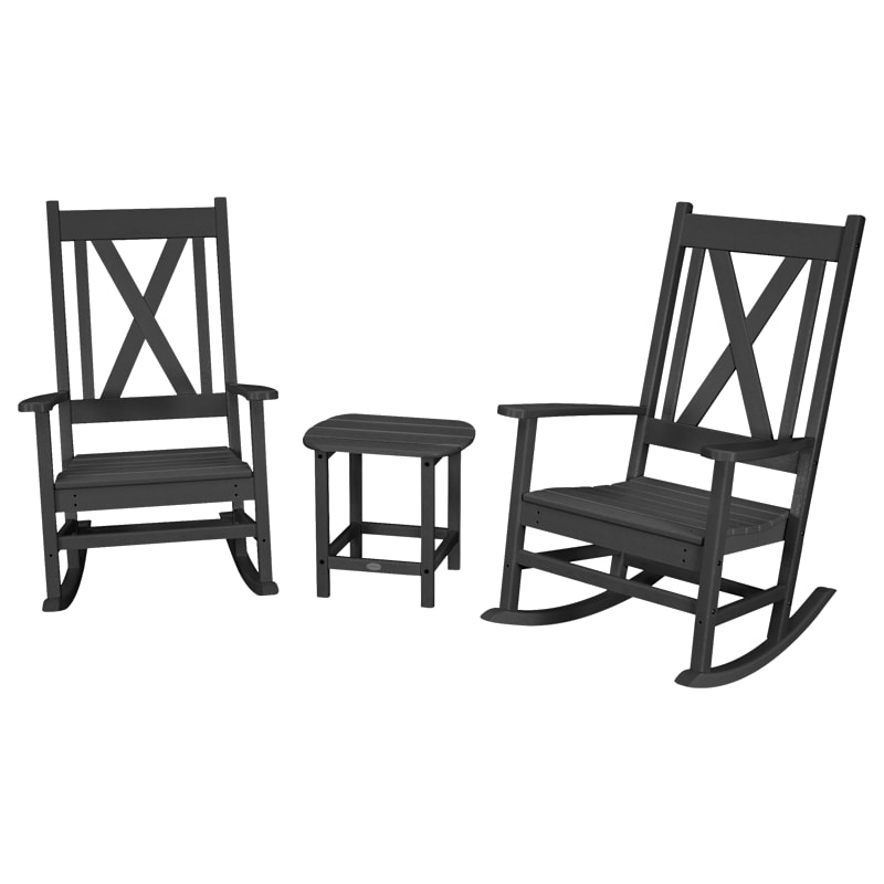 POLYWOOD Braxton 3-Piece Porch Rocking Chair Set