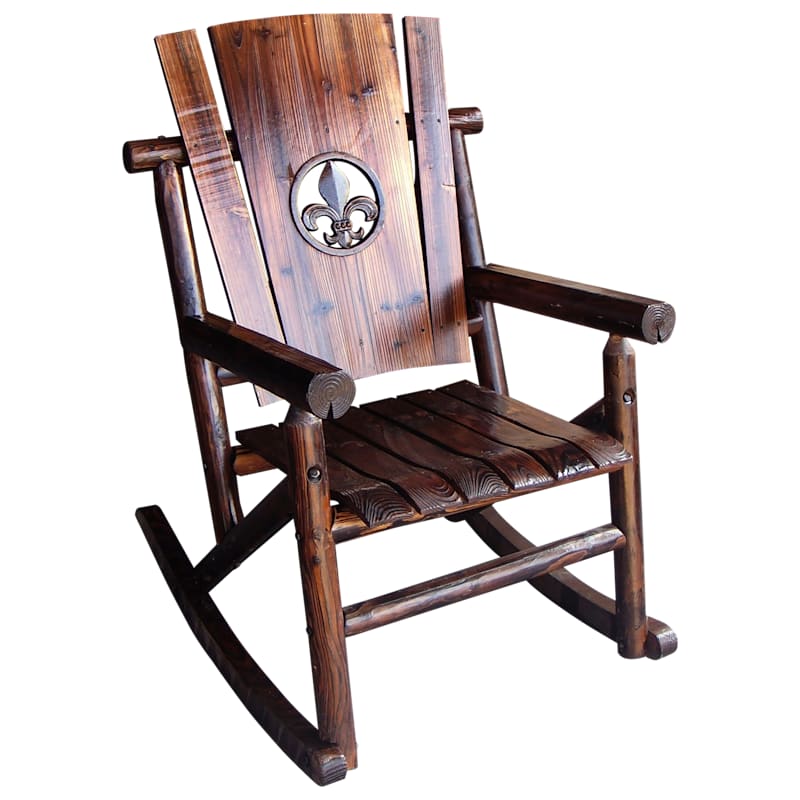 Leigh Country Char Log Fleur-De-Lis Medallion Rocker