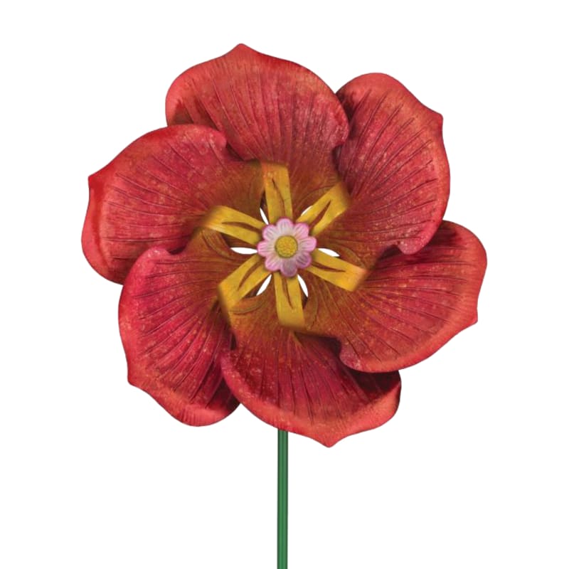Regal Art and Gift Textured Poppy Flower Spinner Stake