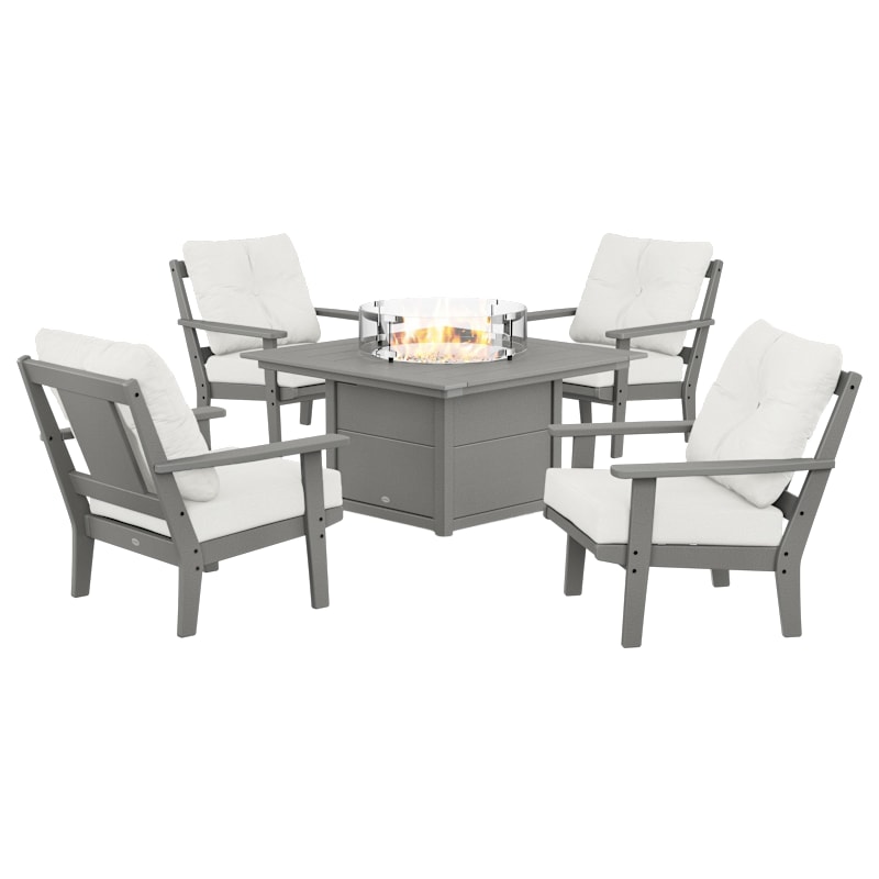 POLYWOOD Prairie 5-Piece Deep Seating Set with Fire-Pit Table