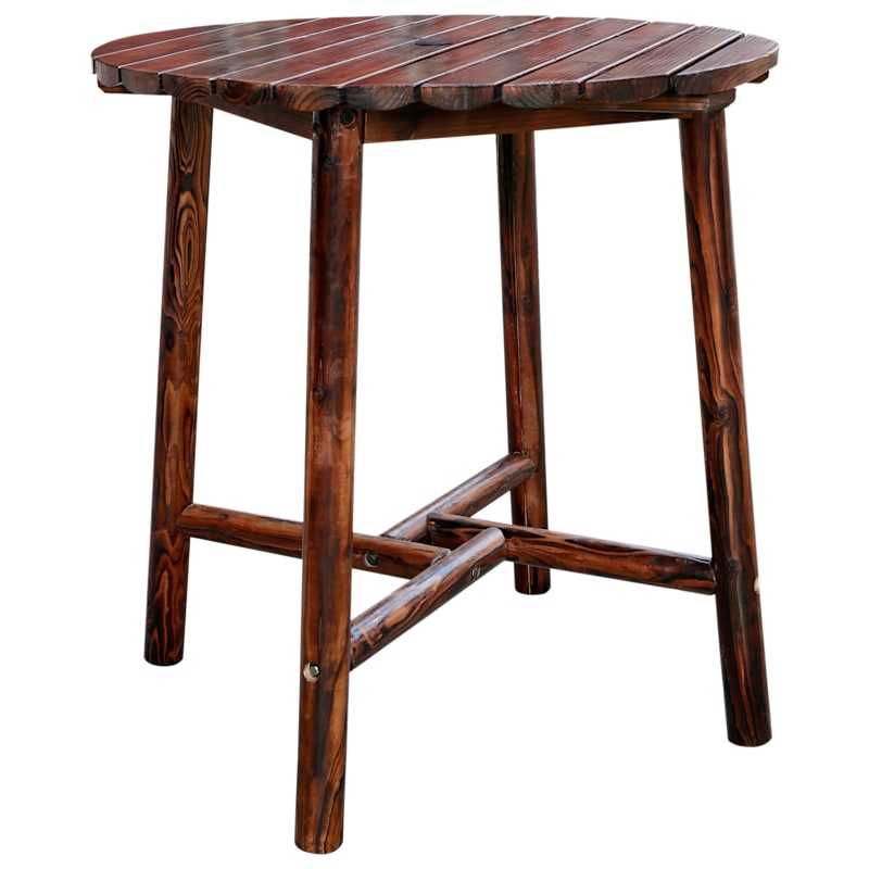Leigh Country Char-Log Slatted Round Bar Table