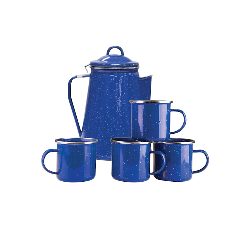 Stansport Enamel Percolator Coffee Pot and 4-Mug Set