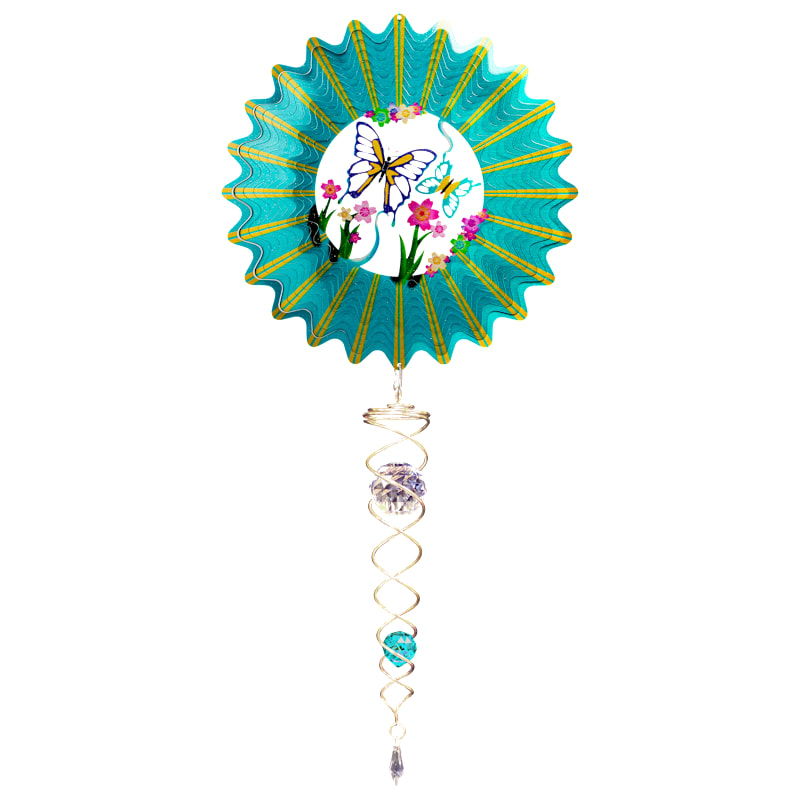 Spinfinity Designs 3D Teal Butterfly Mini Wind Spinner and Crystal Twister Set