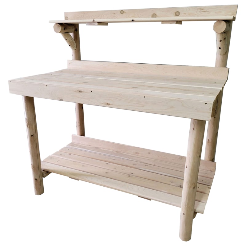 Lakeland Mills Cedar Log Potting Table