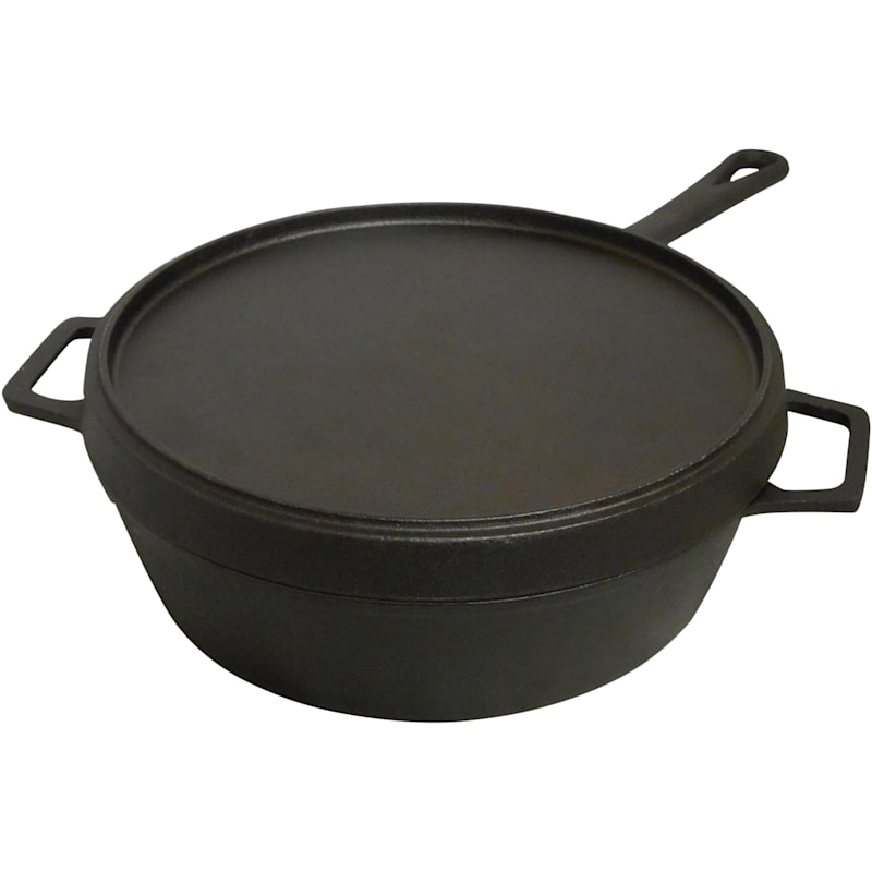 King Kooker Pre-seasoned 5-Qt. Cast-Iron Fryer with Double-Sided Griddle/Lid