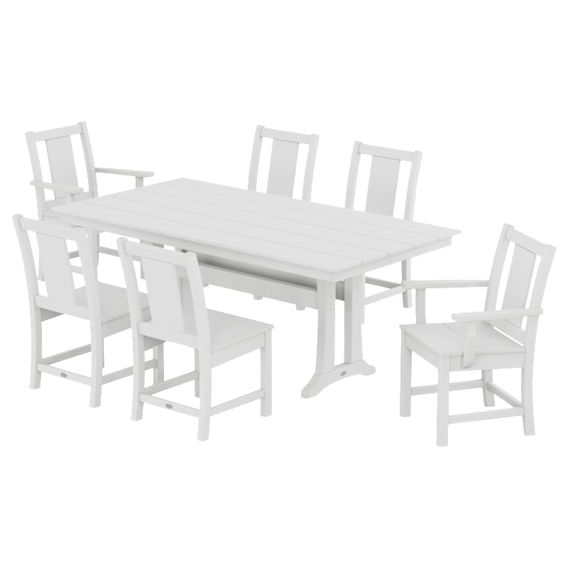 POLYWOOD 7-Piece Farmhouse Dining Set with Trestle Legs