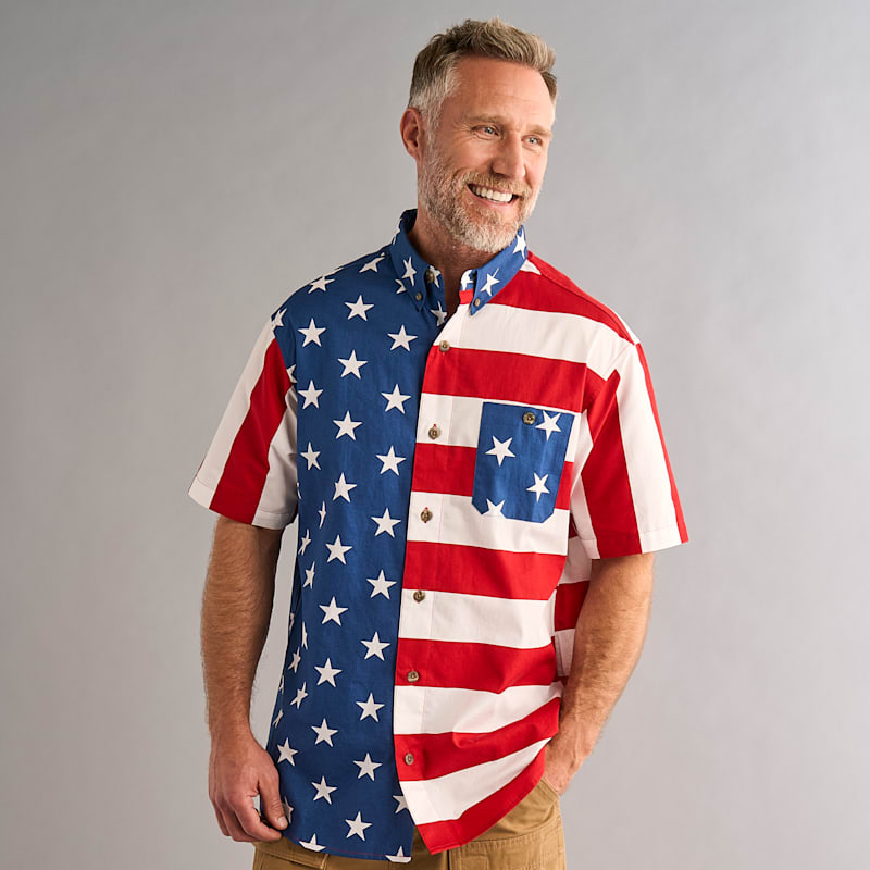 RedHead Americana Grand Ol' Flag Short-Sleeve Button-Up Shirt for Men