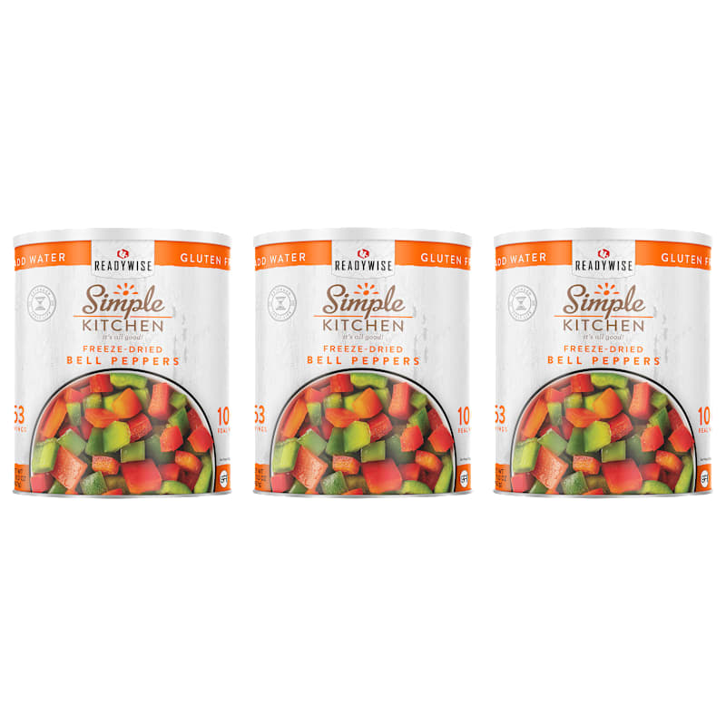 ReadyWise Simple Kitchen #10-Can Freeze-Dried Red and Green Bell Peppers 3-Pack