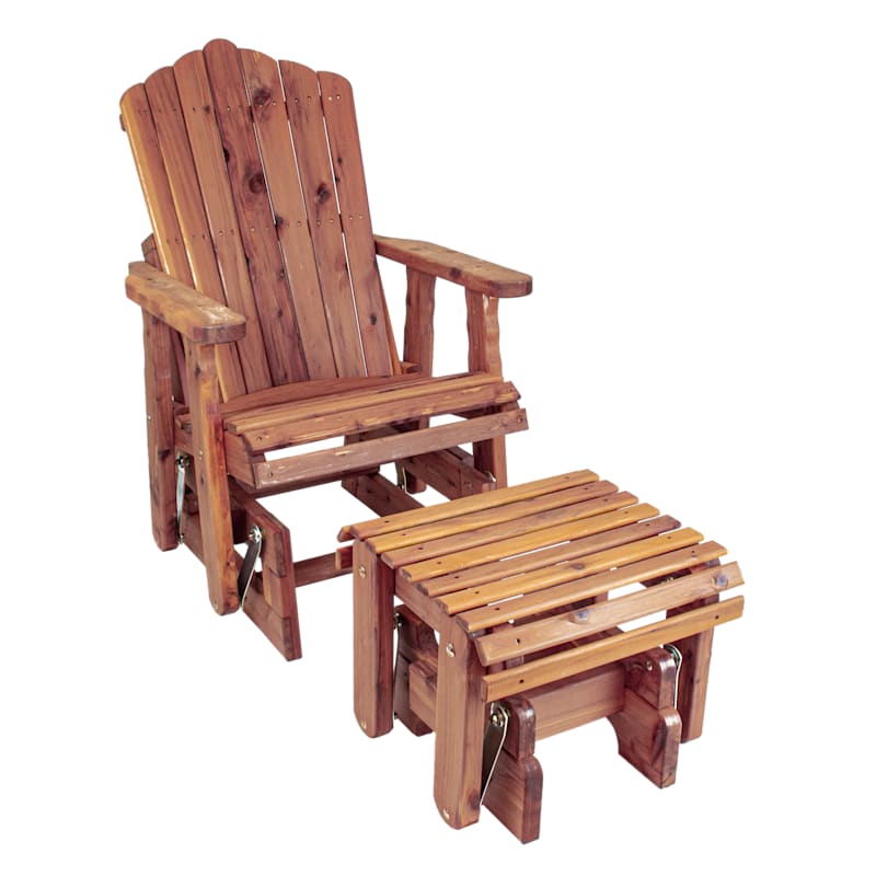 American Furniture Classics Cedar Adirondack Glider Chair with Gliding Ottoman