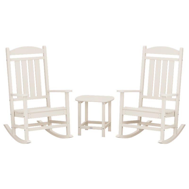 POLYWOOD Presidential Rocker 3-Piece Set with South Beach 18" Side Table