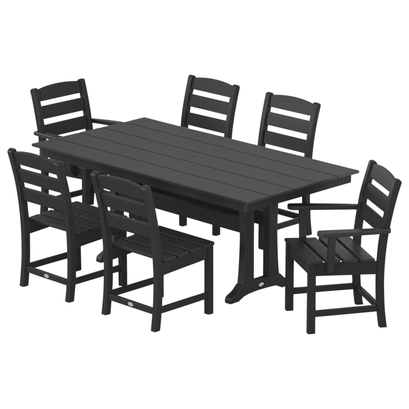 POLYWOOD Lakeside 7-Piece Farmhouse Dining Set with Trestle Legs