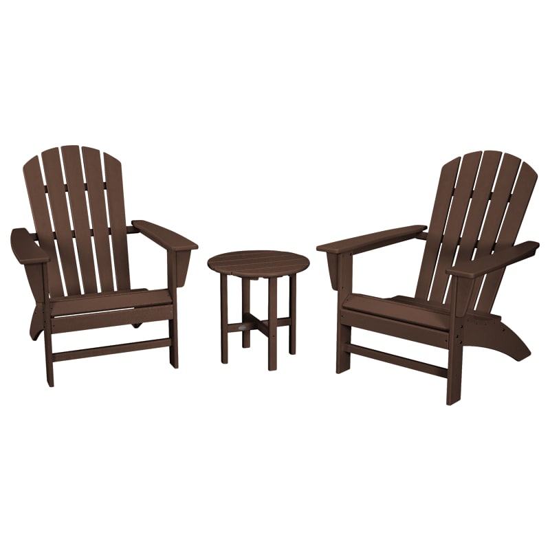 POLYWOOD Nautical 3-Piece Adirondack Set with Round Side Table