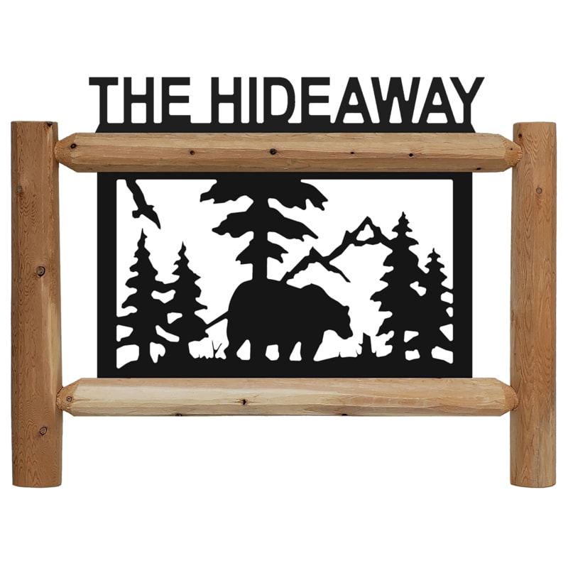 Full Moon Signs Personalized Cedar Log Bear Sign