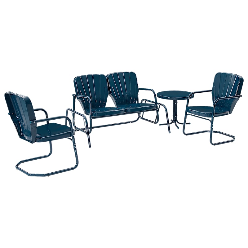 Crosley Ridgeland Loveseat, Chairs, and Table Outdoor Metal 4-Piece Conversation Set