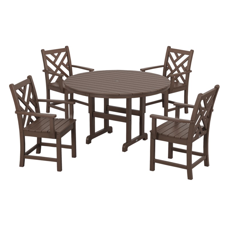 POLYWOOD Chippendale 5-Piece Round Farmhouse Dining Set