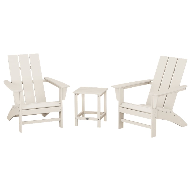 POLYWOOD Modern 3-Piece Adirondack Set with Long Island Side Table