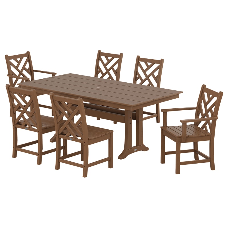 POLYWOOD Chippendale 7-Piece Farmhouse Trestle Dining Set