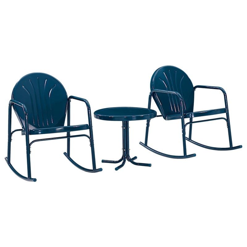 Crosley Griffith Outdoor Metal Rocking Chairs and Table 3-Piece Set