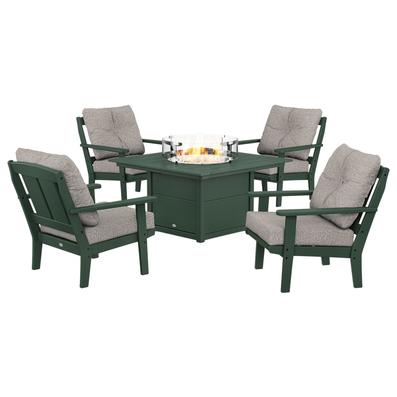 POLYWOOD Mission 5-Piece Deep Seating Set with Fire Pit Table