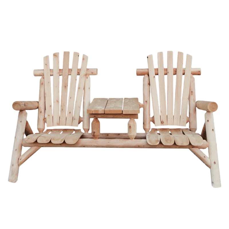 Lakeland Mills Cedar Log Tete-A-Tete Conversation Bench