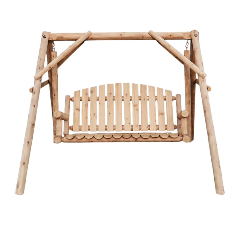 Lakeland Mills Cedar Log Garden Swing with A-Frame