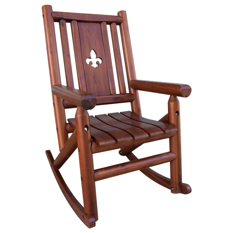 Leigh Country Amber Log Fleur de Lis Porch Rocker