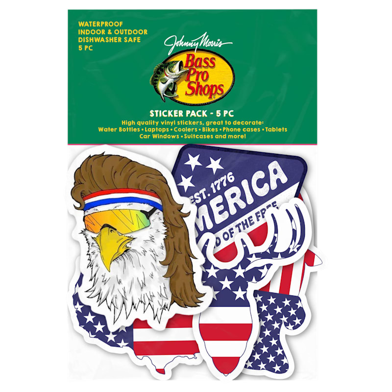 Bass Pro Shops USA America-Themed 5-Piece Sticker Pack