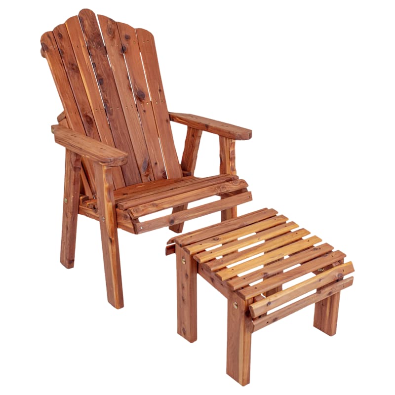 American Furniture Classics Cedar Adirondack Stationary Chair with Ottoman