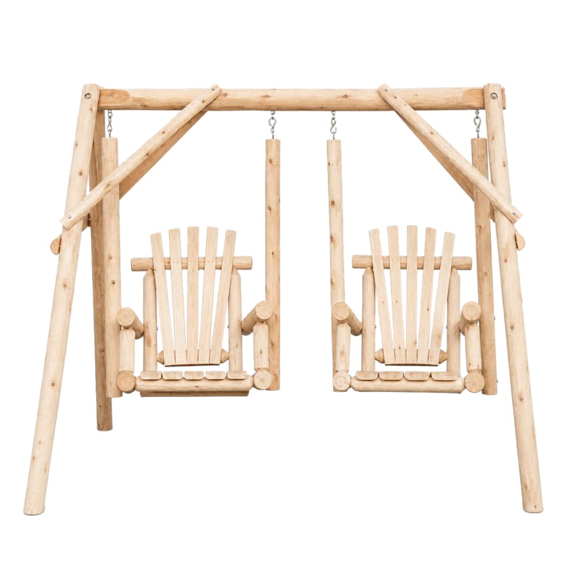 Lakeland Mills Cedar Log Double Chair Swing