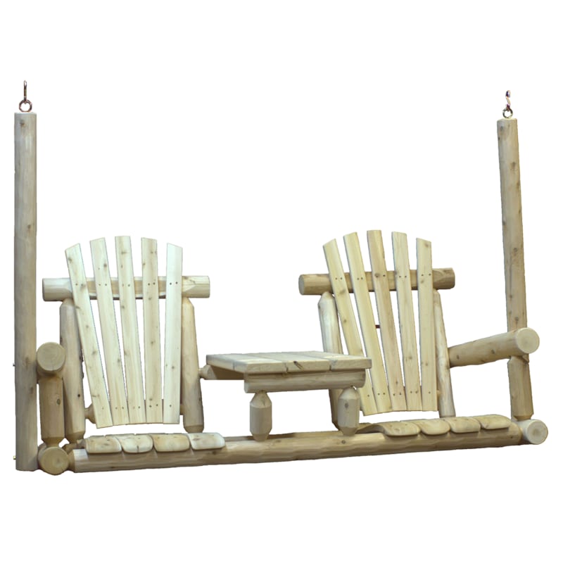 Lakeland Mills Cedar Log Tete-A-Tete Porch Swing