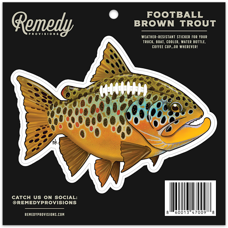 Remedy Provisions Football Brown Trout Sticker