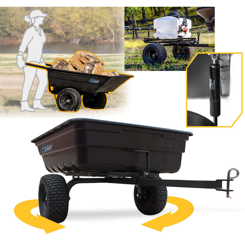 OxCart Green Thumb 12-14 cu. ft. Lift-Assist and Swivel Dump Cart with Run-Flat Tires