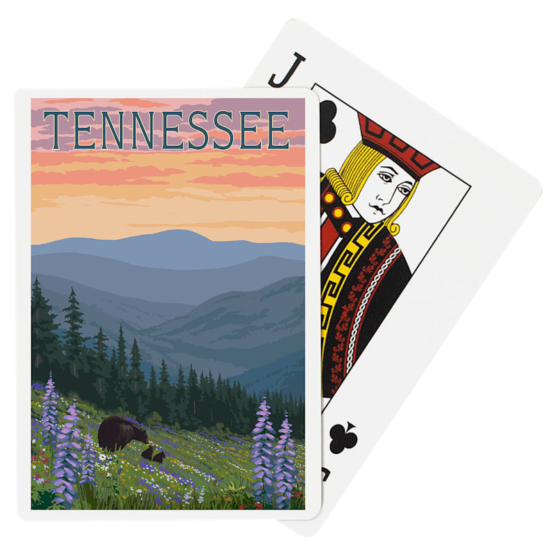 Lantern Press Tennessee Bears and Waterfall Playing Cards