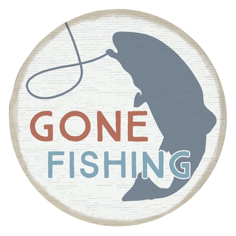 Sincere Surroundings Gone Fishing Waves Round Magnet