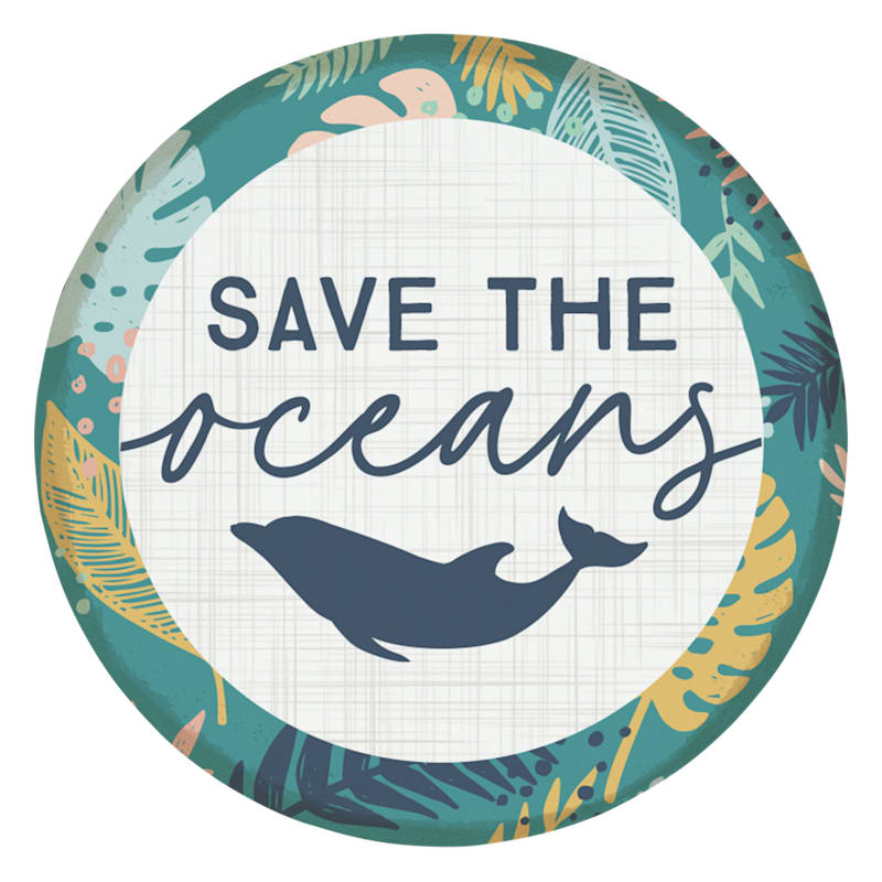 Sincere Surroundings Save Oceans Dolphin Round Magnet