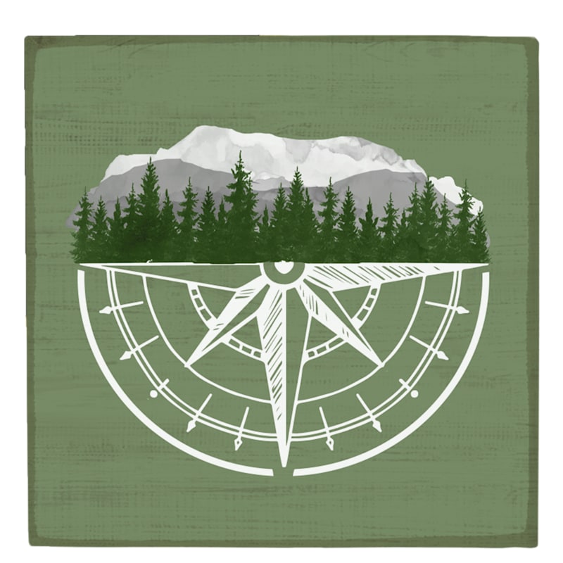 Sincere Surroundings Compass Mountains Square Magnet