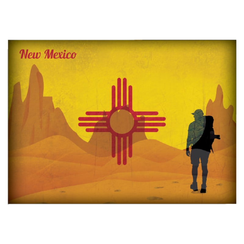 New Mexico Hiking-Themed State Flag Souvenir Magnet