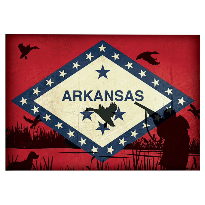 Arkansas Hunting-Themed State Flag Souvenir Magnet