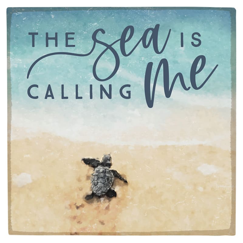 Sincere Surroundings Sea Calling Turtle Square Magnet