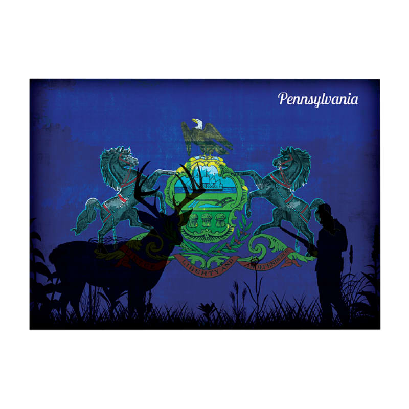 Pennsylvania Hunting-Themed State Flag Souvenir Magnet
